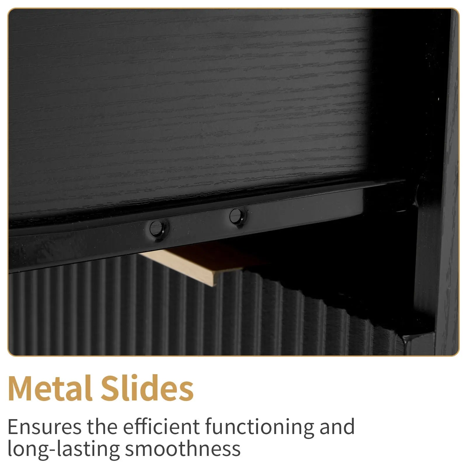 Black P2 Density Board, Wave Pattern Drawer Surface, 2 Drawer Bedside Cabinet 1pc My Store