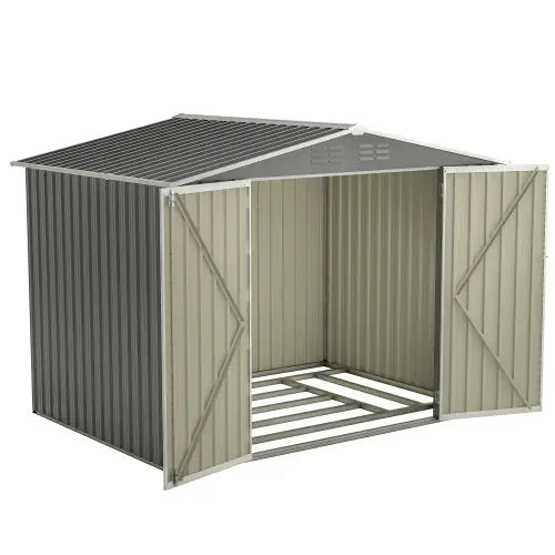 8 X 6 FT Garden Tool Storage Sheds With Metal Foundation With Floor Frame Grey My Store