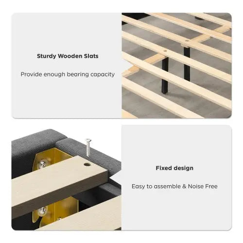 Queen Bed Frame Linen Storage Headboard Under Bed Storage My Store