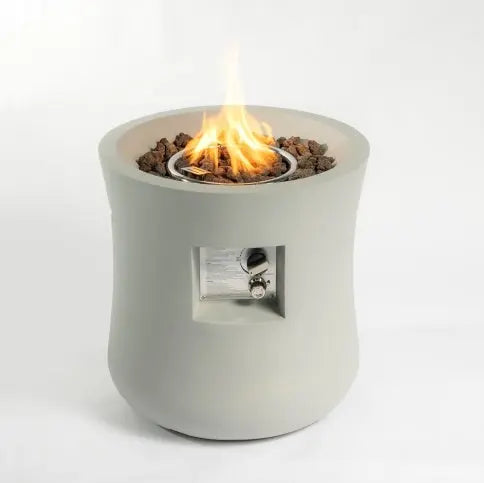 Outdoor Propane Fire Pit Table,Compact Streamlined Modern 20-inch,Round Graphite Base With Waterproof Cover,Free Lava Rocks My Store