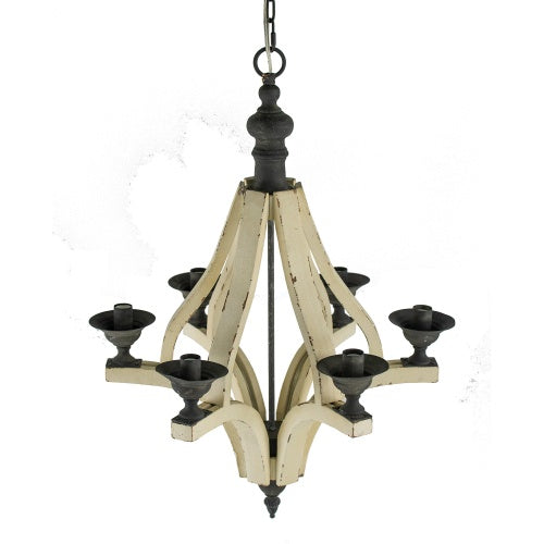 6 - Light Wood Chandelier With Adjustable Chain For Kitchen, Dining Hall Entrance My Store