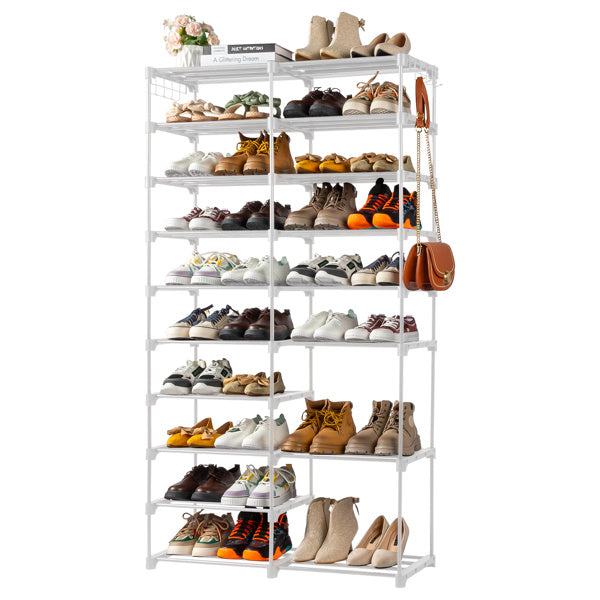 Double Row 10 Layer Non-woven Shoe Rack Inkedjoy