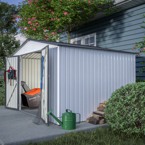 10X8 FT Outdoor Storage Shed- Grey Inkedjoy
