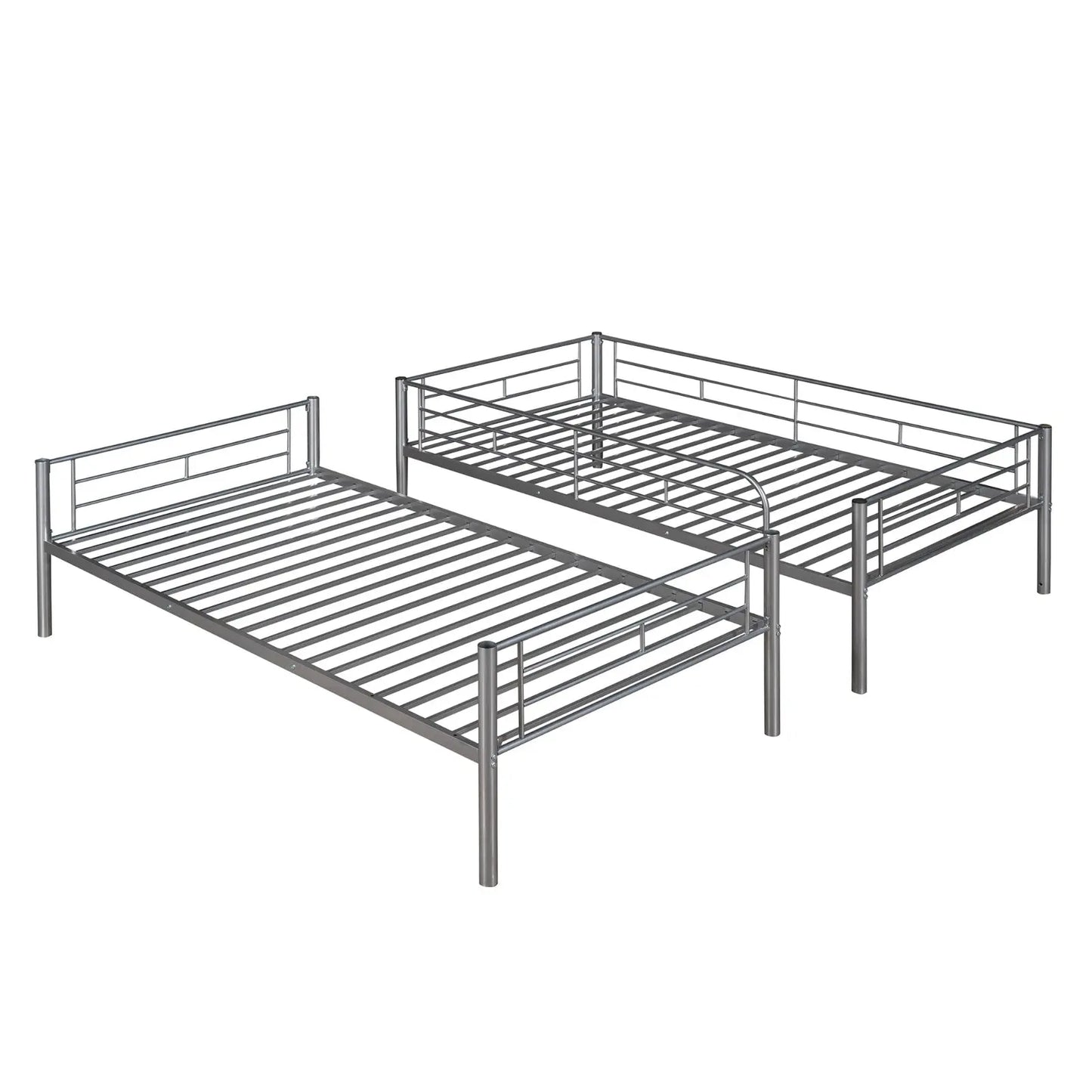 Twin Over Twin Metal Bunk Bed  Silver My Store