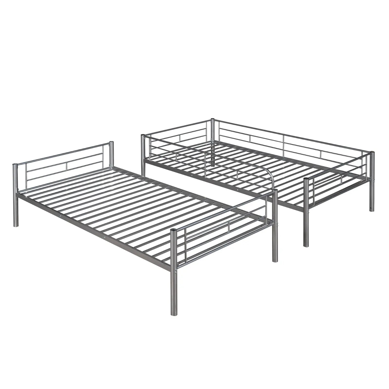 Twin Over Twin Metal Bunk Bed  Silver My Store