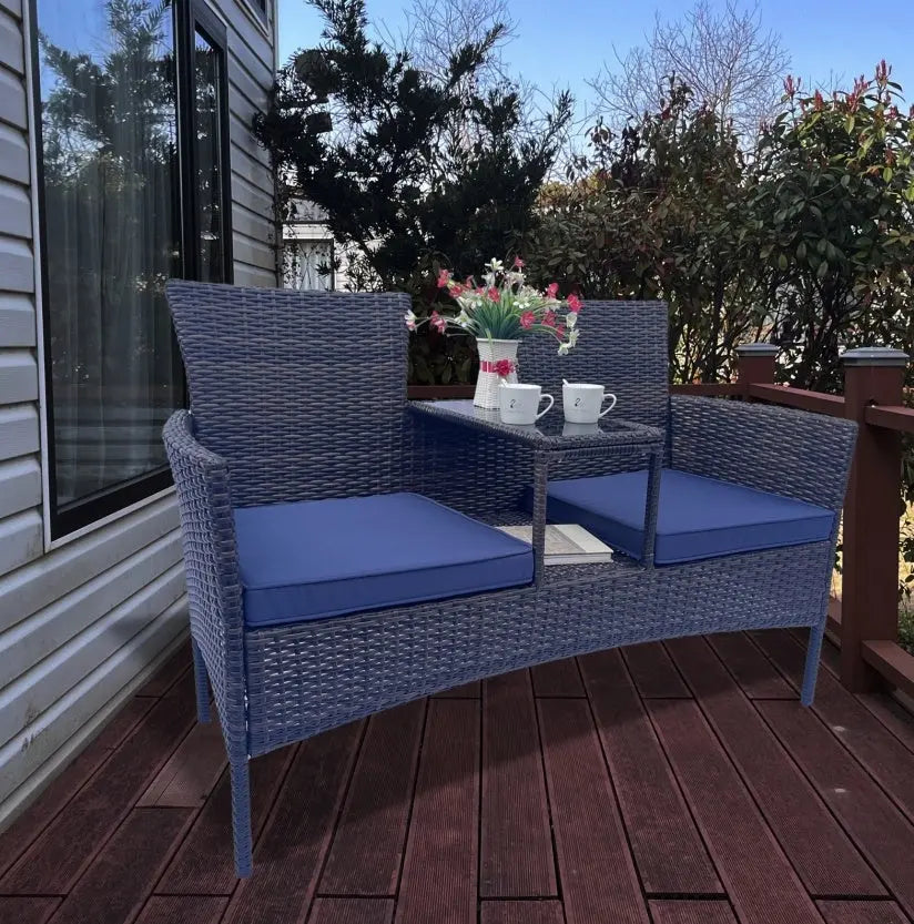Wicker Patio Conversation Furniture Set, Outdoor Furniture Set With Removable Cushions & Table, Temp My Store