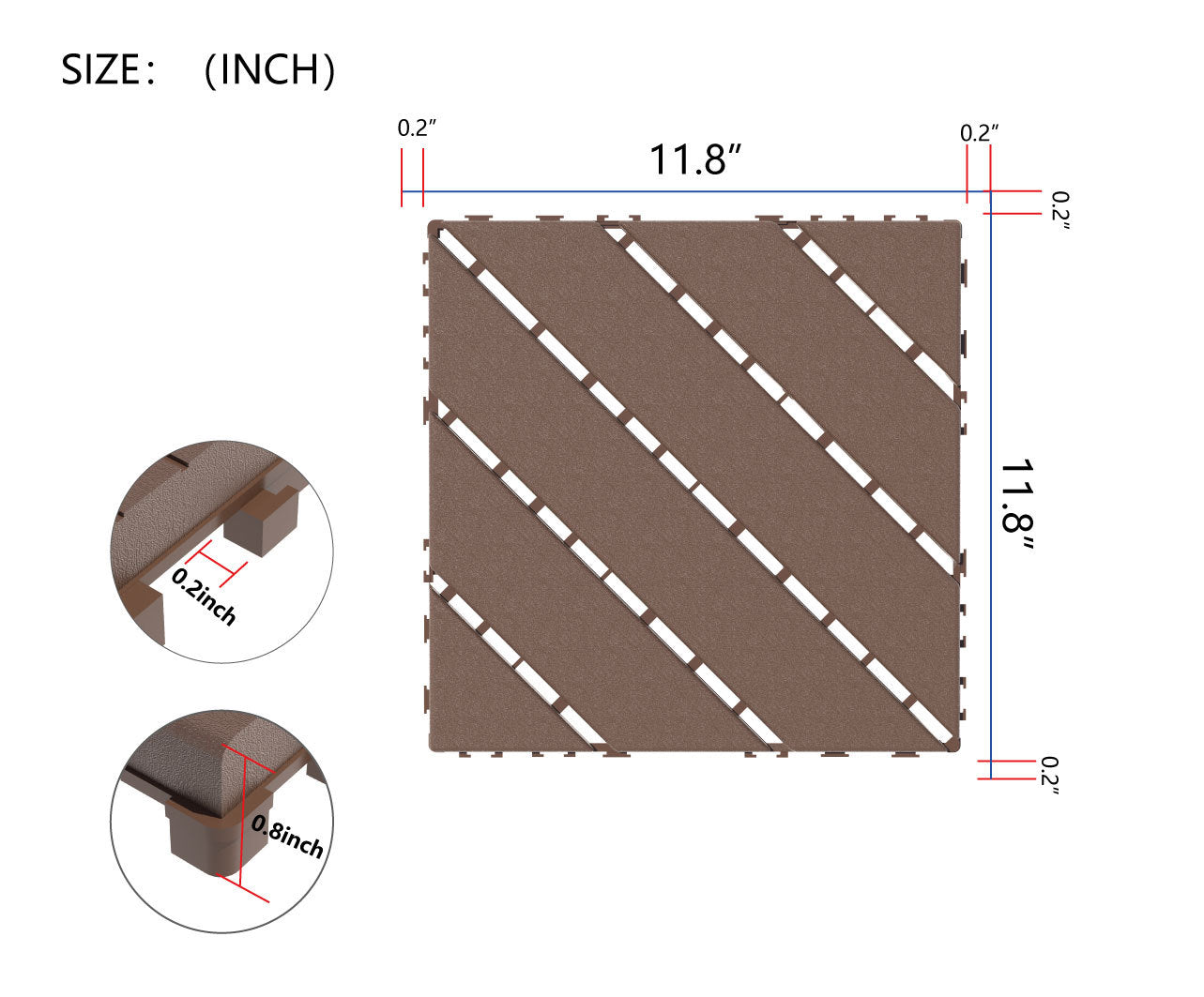 Waterproof, Wear-resistant, DIY Assembly, Garden, Courtyard, Balcony,plastic Flooring Inkedjoy