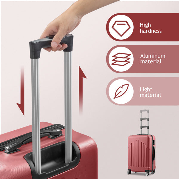 Curved Vertical Stripe 4-in-1 Trolley Case 16in 20in 24in 28in ABS Aluminum Alloy Tie Rod Inkedjoy
