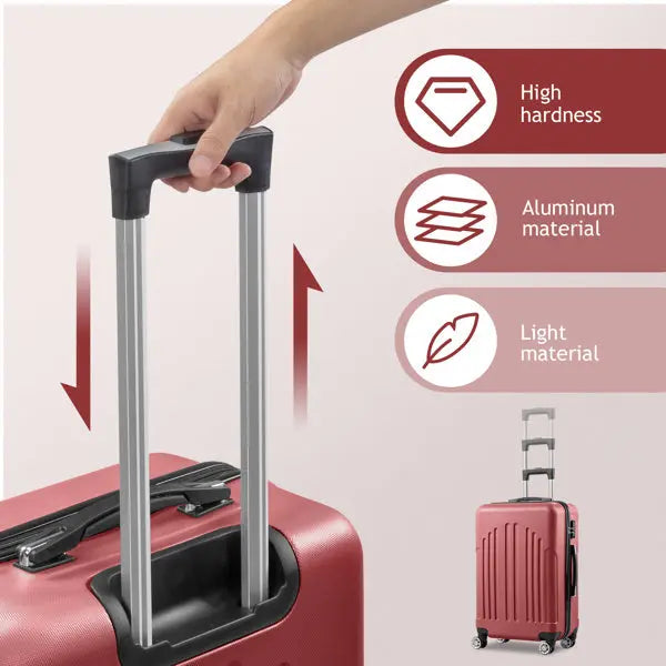 Curved Vertical Stripe 4-in-1 Trolley Case 16in 20in 24in 28in ABS Aluminum Alloy Tie Rod Inkedjoy