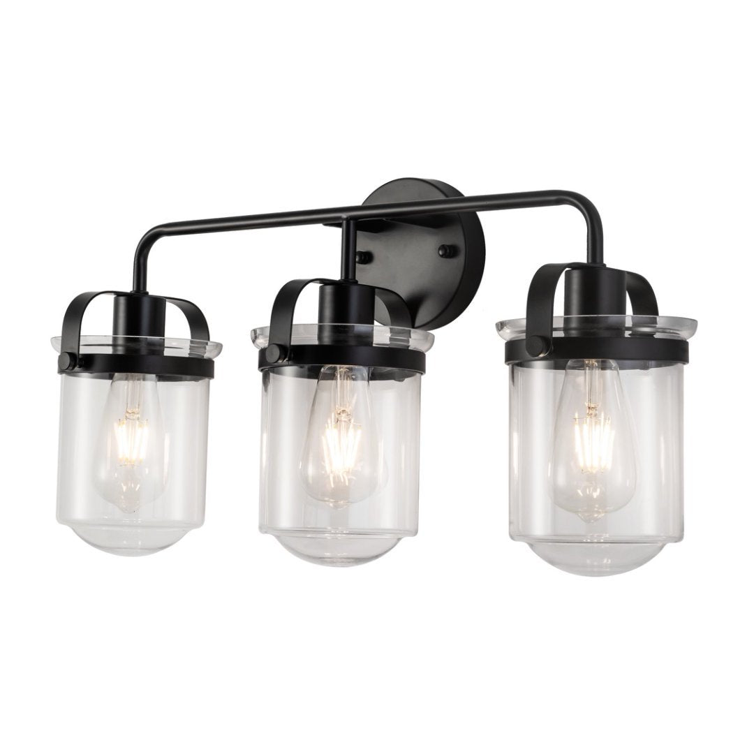 3-Light With Clear Glass Shade,Modern Sconce- Black My Store