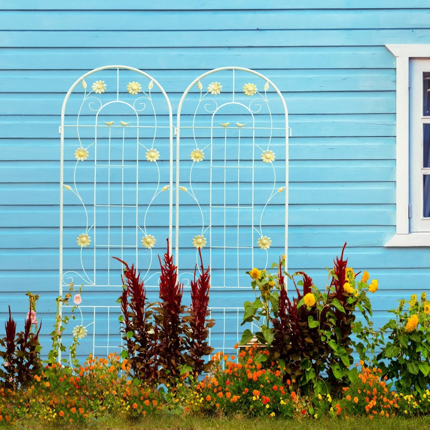 2 Pack Metal Garden Trellis 86.7 X 19.7 Rustproof For Climbing Plants Outdoor Inkedjoy