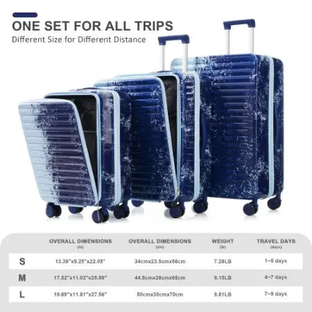 Luggage 3Piece Sets, 20  24 With Front Pocket My Store