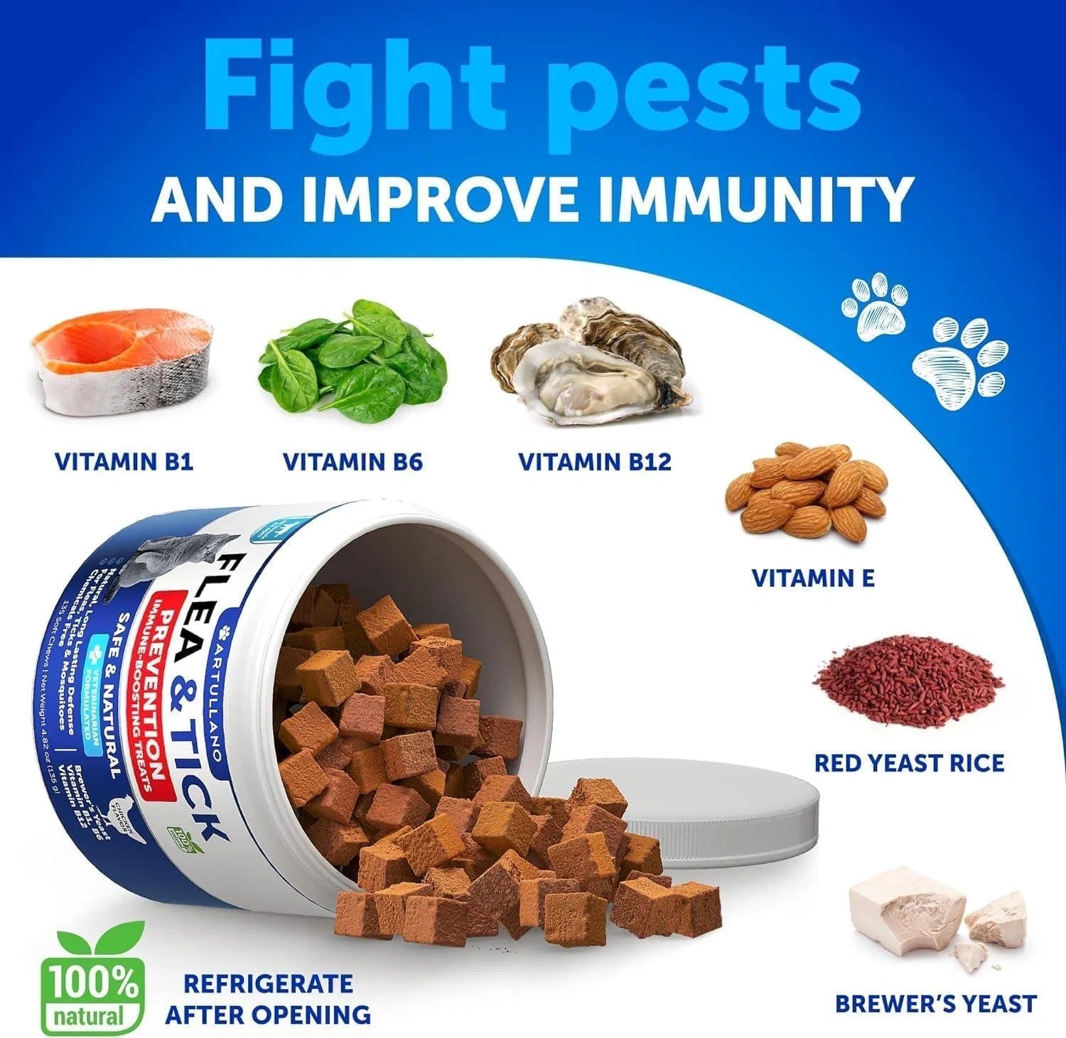 Flea Treatment For Cats Natural Flea And Tick Prevention Supplement For Cats Kittens Chewable Daily Oral Pills With Vitamins -135 Soft Chews My Store
