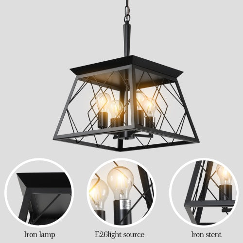 4 Lights Farmhouse Chandelier For Dining Room Black Inkedjoy