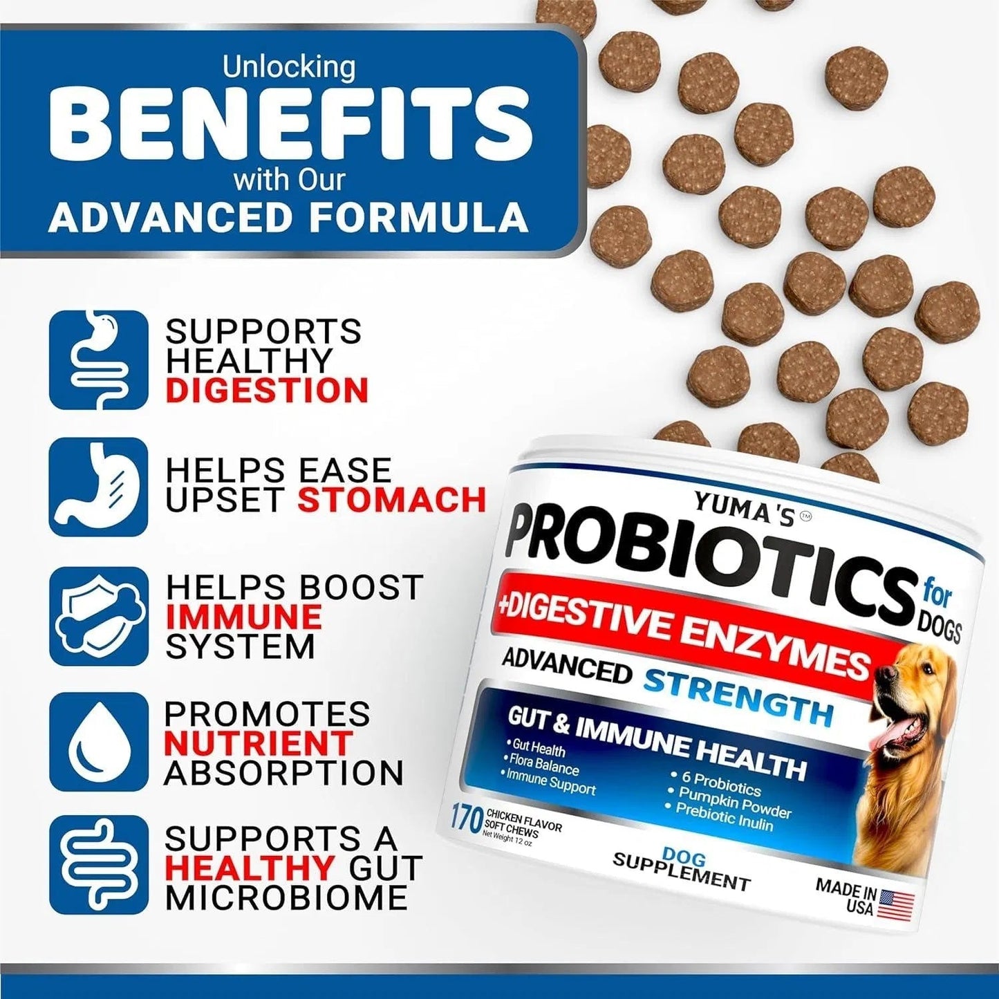 2 Pack Probiotics For Dogs And Digestive Enzymes Upset Stomach Gas Relief -340 Chews My Store