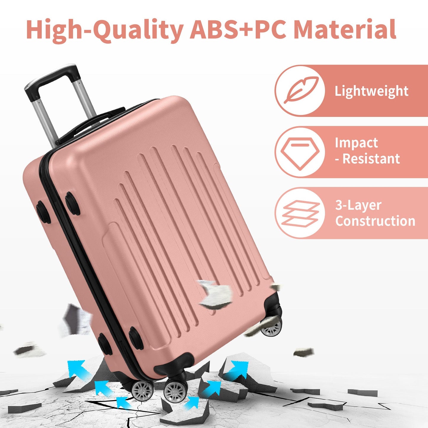 Three In One ABS PC Suitcase 20in 24in 28in Suitcase Inkedjoy