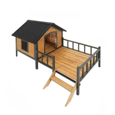 Outdoor Large Wooden Cabin House Style Wooden Dog Kennel With Porch My Store