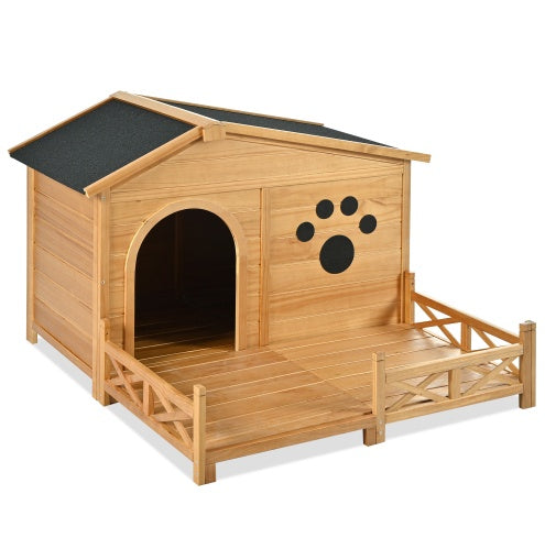48 Wooden Dog House Outdoor With Porch My Store