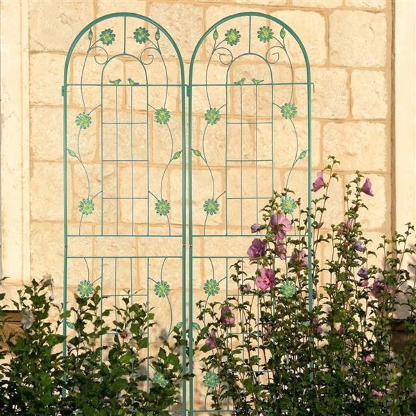 Metal Garden Trellis For Climbing Plants, Outdoor Flower Stand - Green Inkedjoy