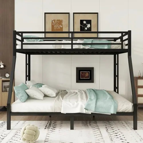 Metal Queen Over King Bunk Bed - Black My Store