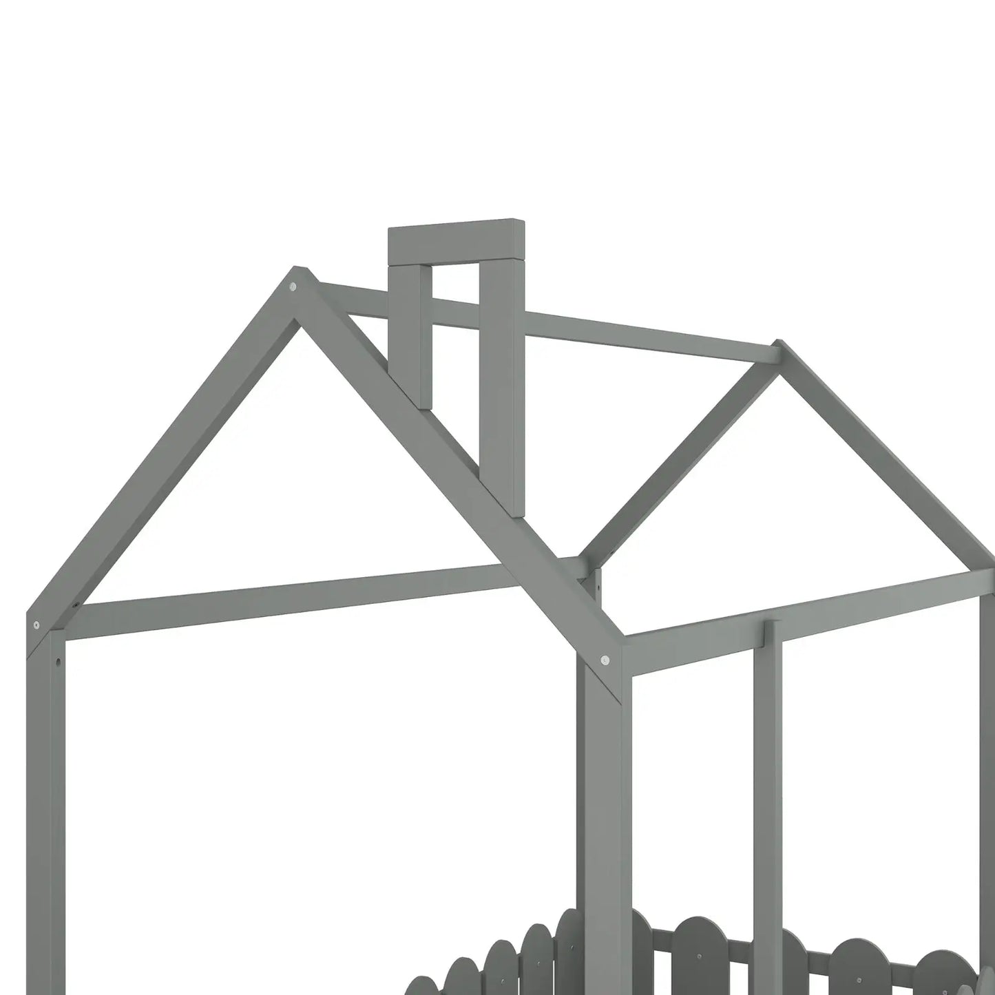 Twin Size Wood House Bed Frame With Fence For Kids, Teens - No Slats My Store