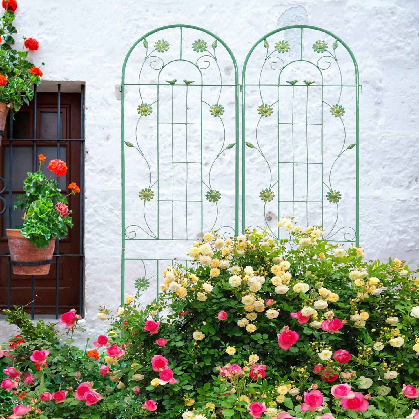 2-Pack Metal Garden Trellis 86.7x19.7 Rustproof For Climbing Plants Outdoor Inkedjoy