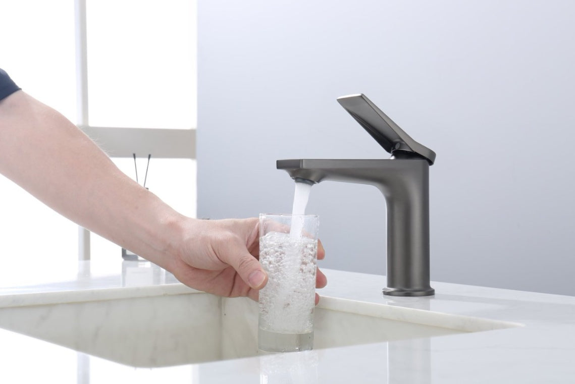 Gray Single Hole Bathroom Faucet Ohberri