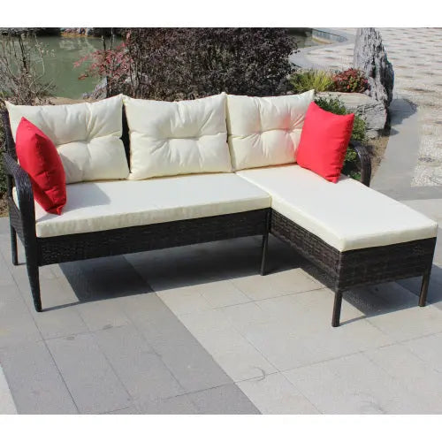 Outdoor Patio Furniture Sets 2 Piece Conversation Set Wicker Ratten Sectional Sofa With Seat CushionsBeige Cushion My Store