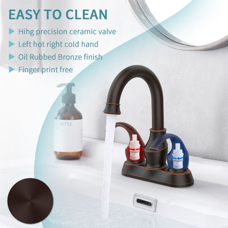 Oil Rubbed Bronze Bathroom Faucet With 2-Handle And 360 Degree Rotating Spout My Store
