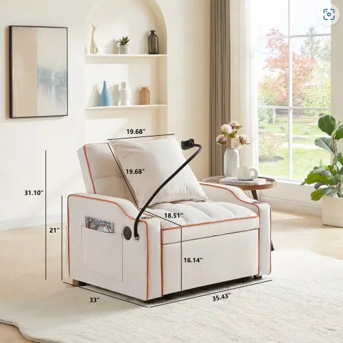 3-in-1 Sofa Bed, Convertible Sleeper Chair Sofa Bed Adjustable Pull Out Sleeper Chair Bed Multi-Pockets Folding Sofa Bed For Living Room Bedroom Small Space My Store