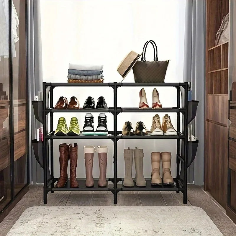 Shoe Rack With Pockets, 5-Tier Shoe Boots Organizer Inkedjoy
