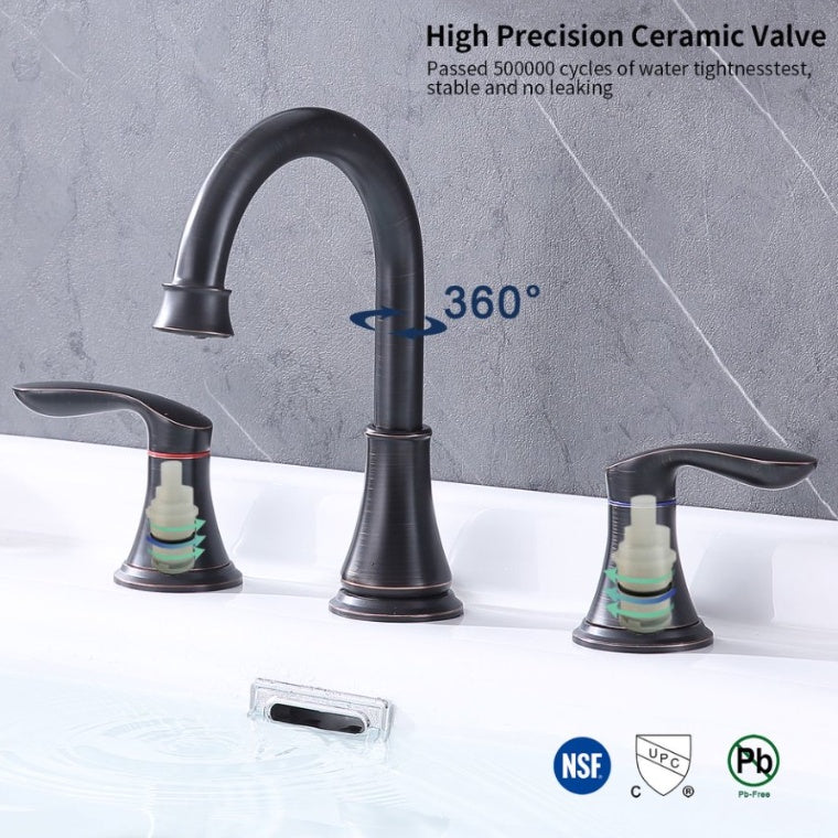 8 Inch Wide Bathroom Sink Faucet -Bronze Ohberri