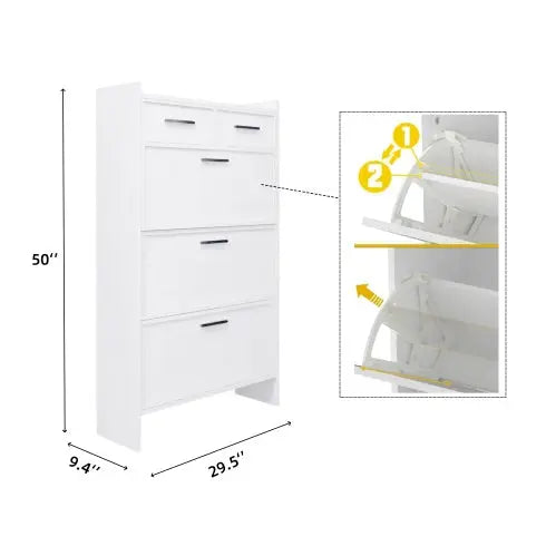 Shoe Rack 3 Doors With 2 Drawers With Open Space Inkedjoy