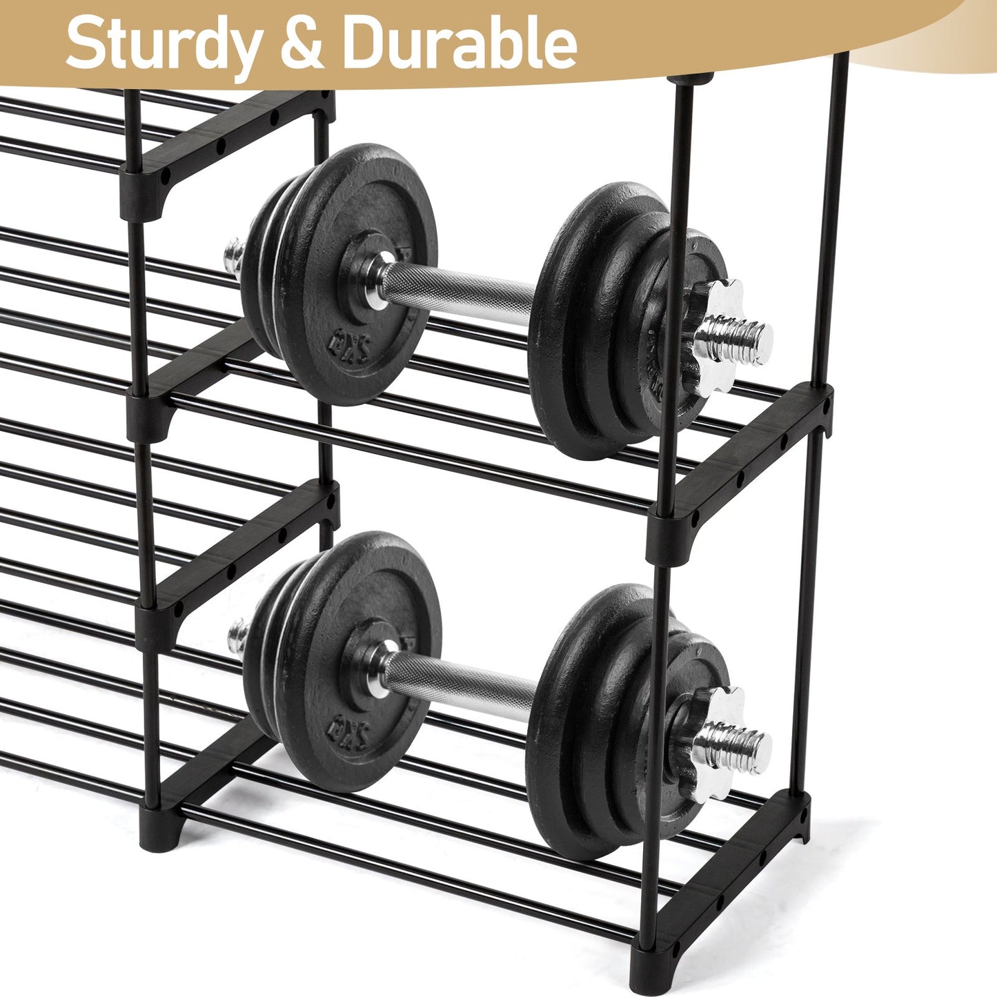 FCH Double Row 9-Layer Shoe Rack With Handles, 85.7x29.8x158cm Black Inkedjoy