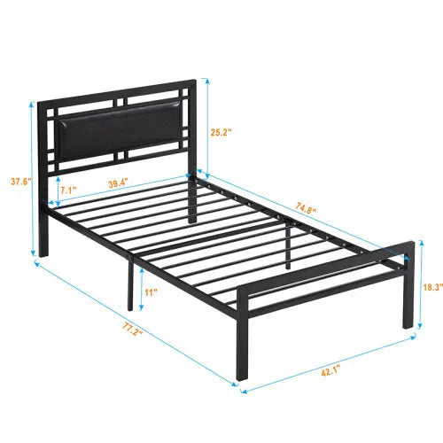 Twin Size Metal Bed Sturdy System Metal Bed Frame ,Modern Style And Comfort To Any Bedroom My Store
