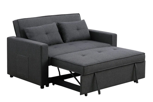 Dark Grey Linen Convertible Sleeper Double Sofa My Store