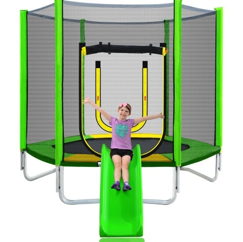 7FT Trampoline For Kids With Safety Enclosure Net, Slide And Ladder My Store
