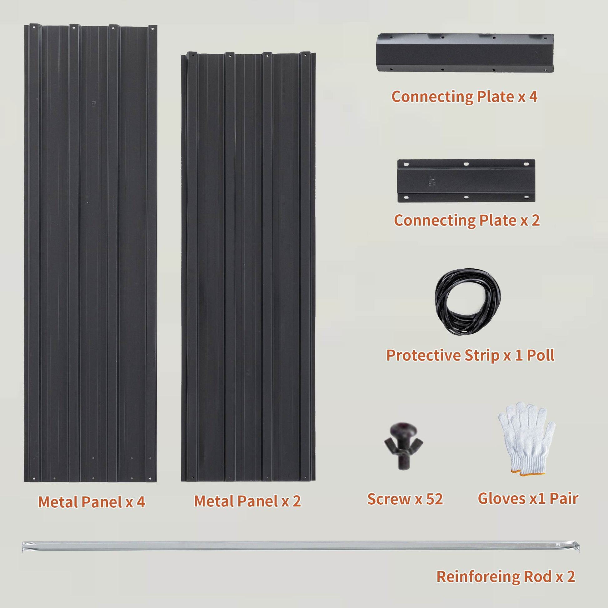 Outdoor Galvanized Raised Garden Bed Kit, Black Rectangle Planter Inkedjoy