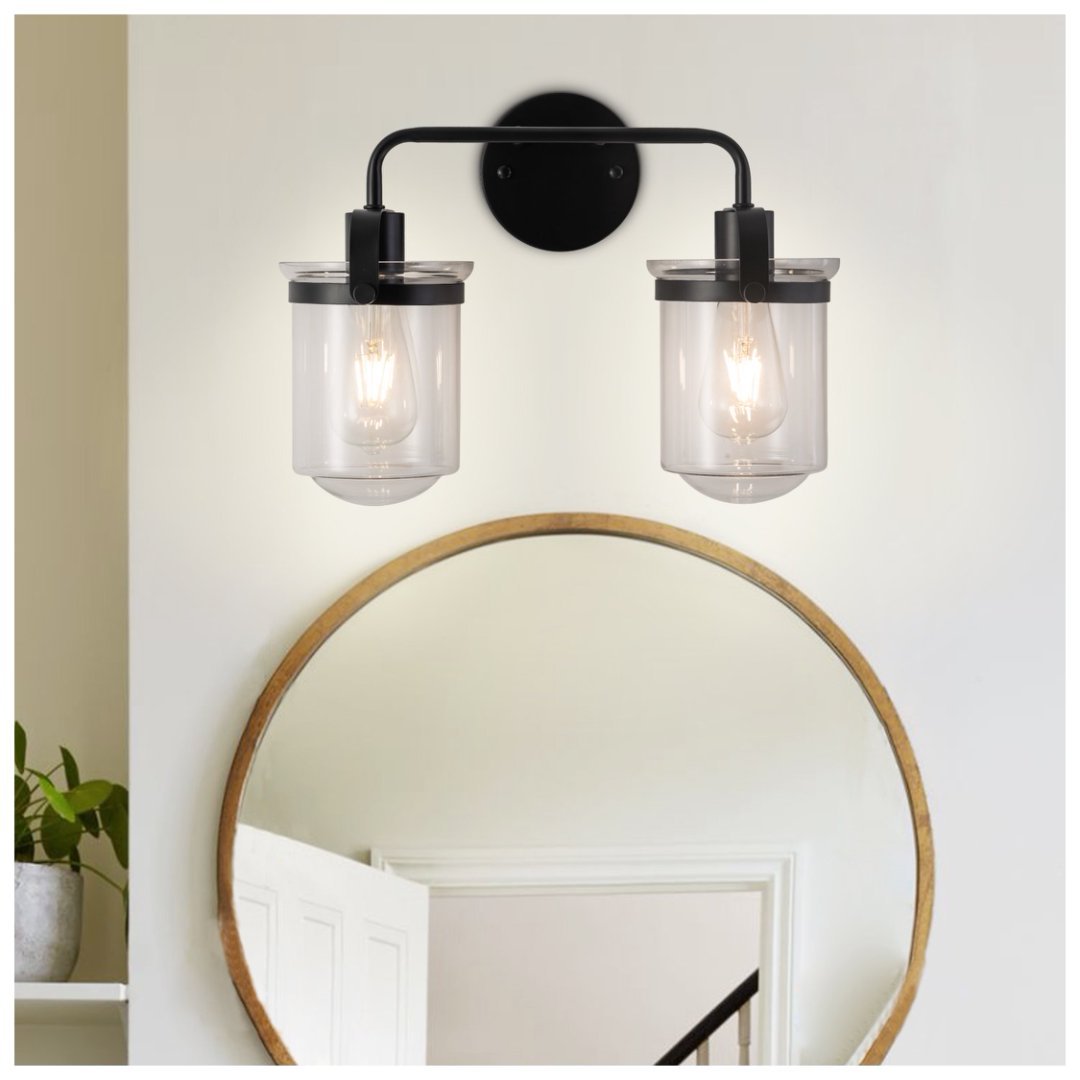 2-Light With Clear Glass Shade,Modern Sconce My Store