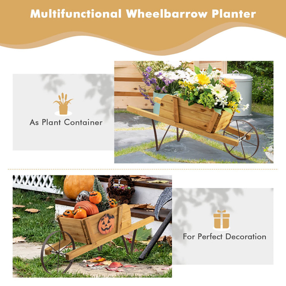 Wooden Wagon Planter With 9 Magnetic Accessories For Garden Yard My Store
