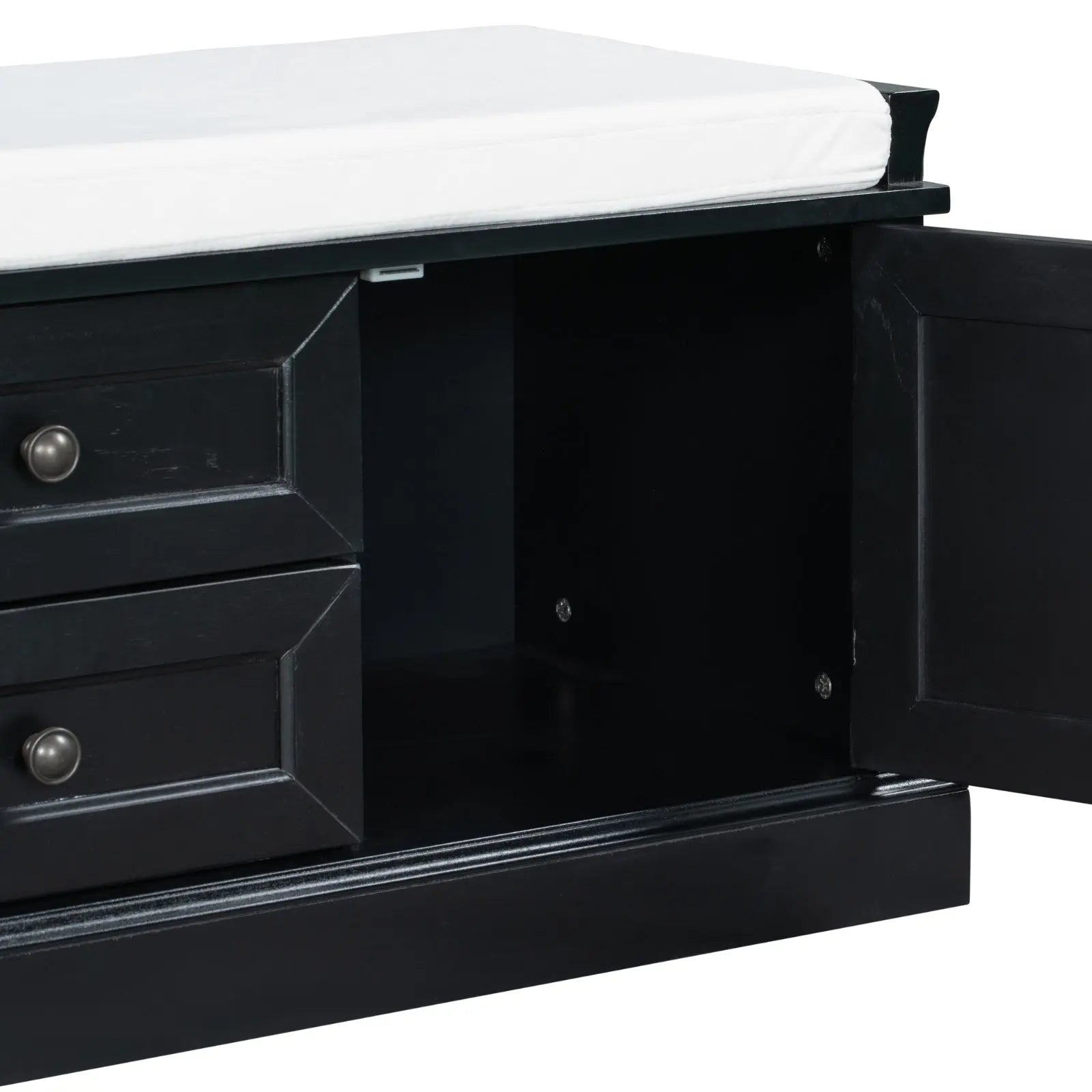 Storage Bench With Drawers, Cabinets & Removable Cushion For Living Room My Store