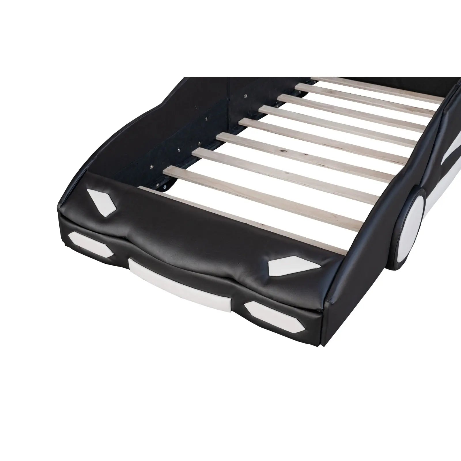 Twin Size Race Car-Shaped Platform Bed With Wheels, Black My Store