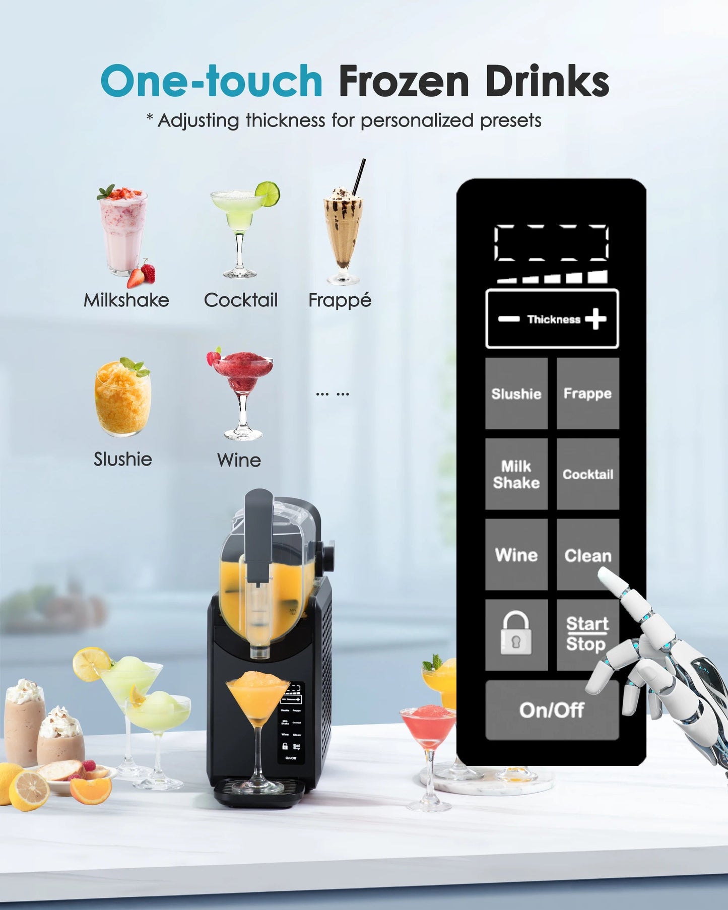 SIMZLIFE No Ice Needed 88 oz Slushie Machine Professional Frozen Drink Maker for Home with Self-Cleaning Function 5 Programs Ohberri