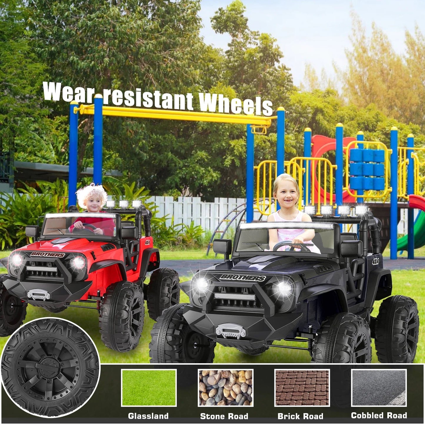 2 Seater Ride on Car with Remote Control - 24V Battery Powered Electric Truck for Kids Ohberri