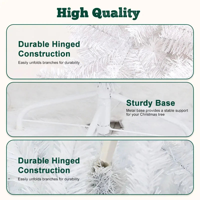 White Christmas Tree with Metal Base – Fluffy PVC 1000 Branches Ohberri