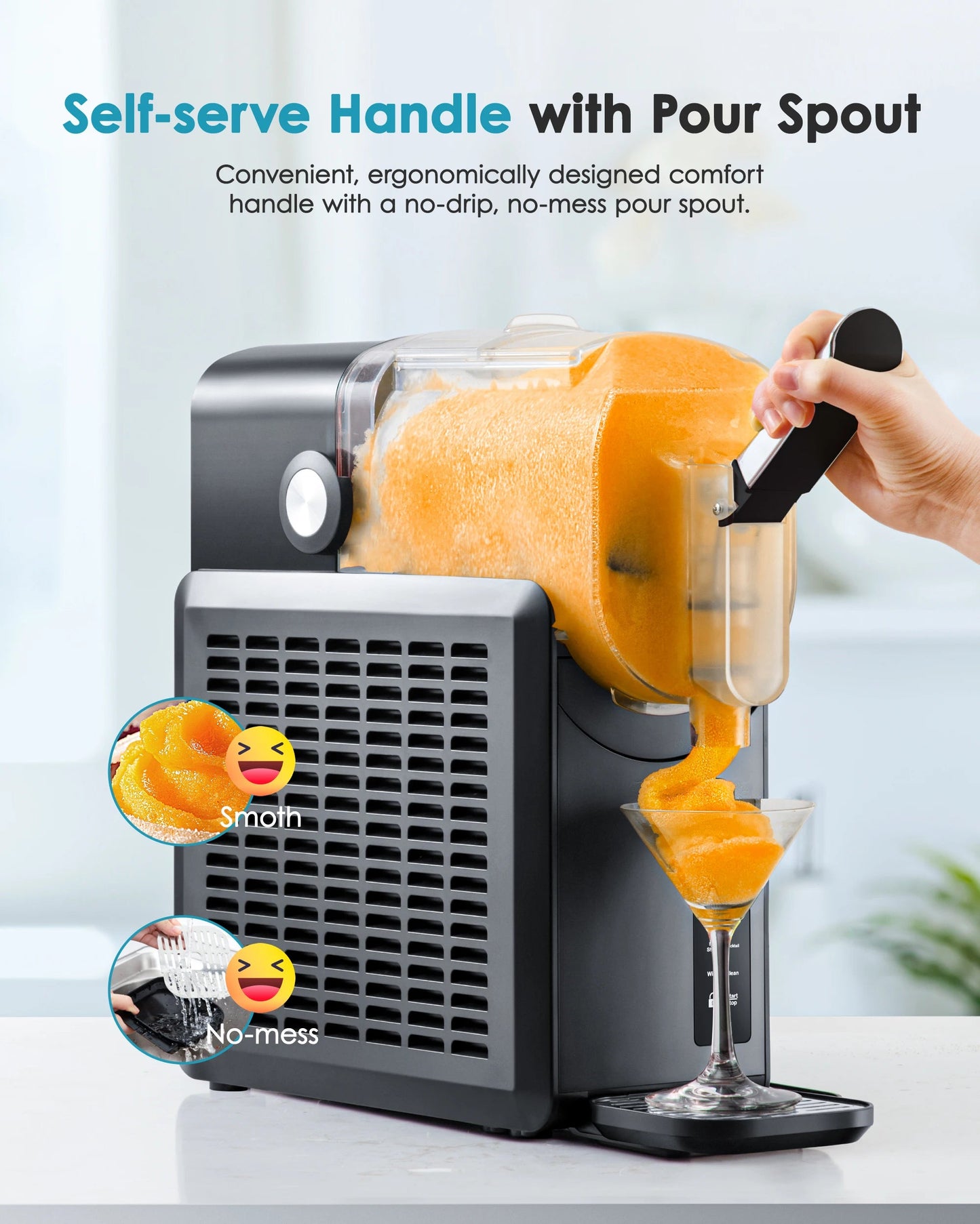 SIMZLIFE No Ice Needed 88 oz Slushie Machine Professional Frozen Drink Maker for Home with Self-Cleaning Function 5 Programs Ohberri