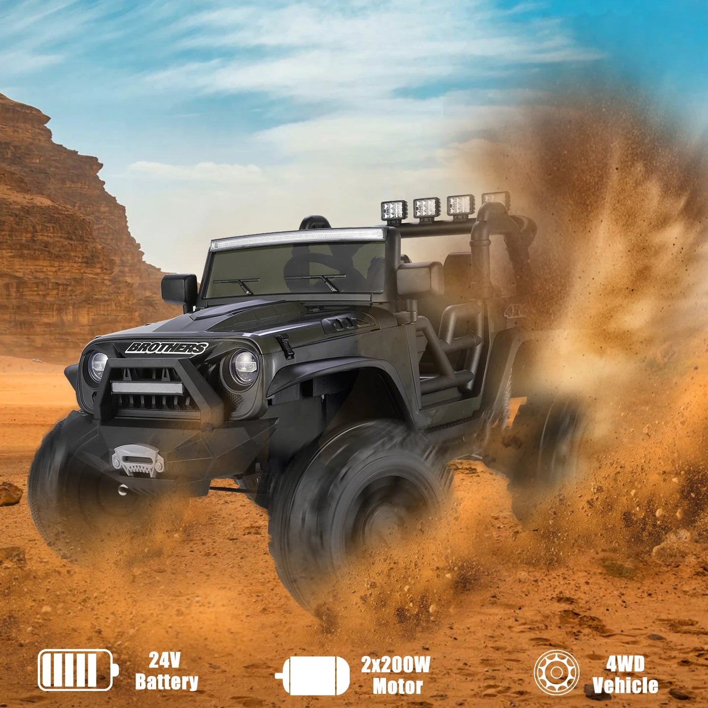 2 Seater Ride on Car with Remote Control - 24V Battery Powered Electric Truck for Kids Ohberri