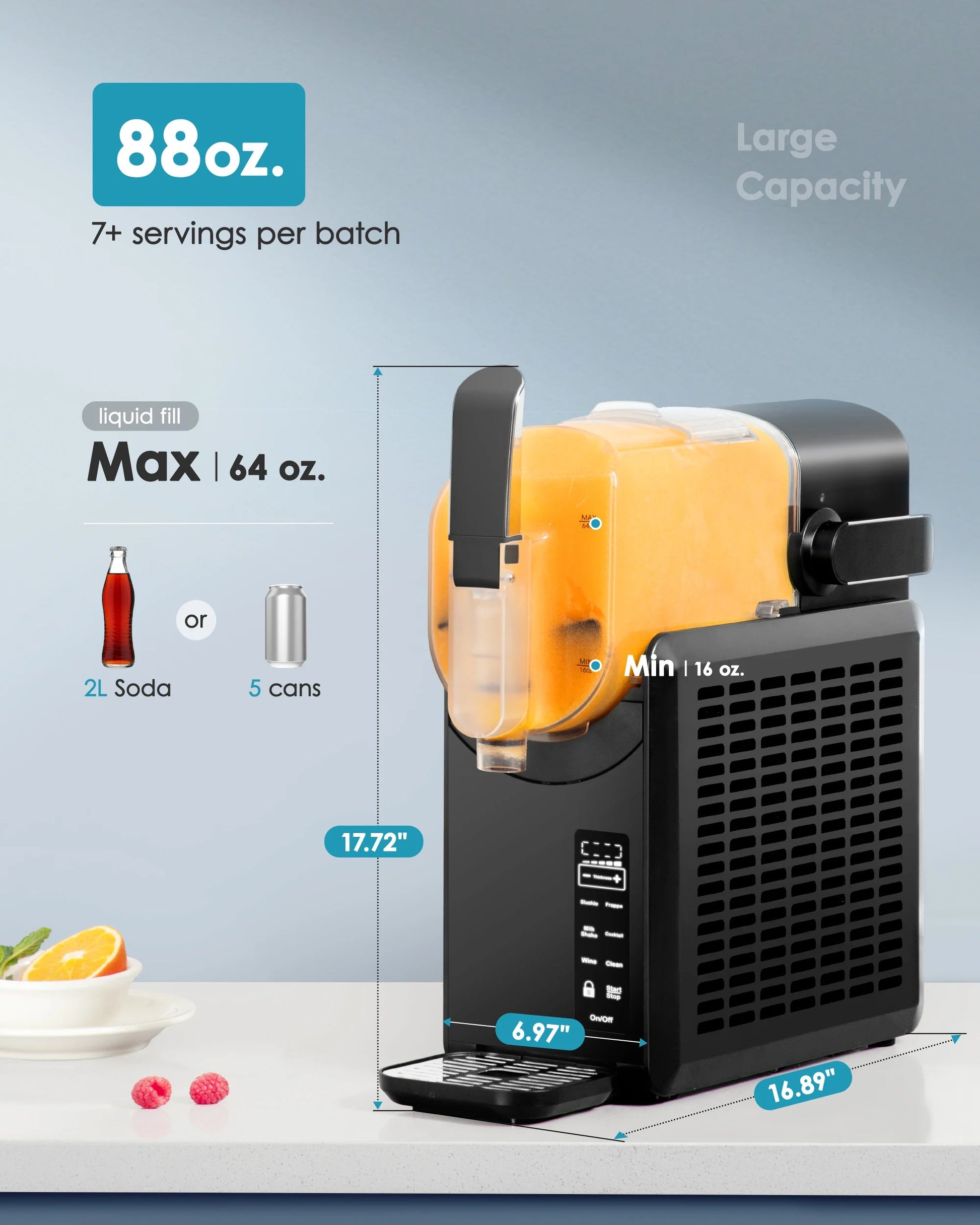 SIMZLIFE No Ice Needed 88 oz Slushie Machine Professional Frozen Drink Maker for Home with Self-Cleaning Function 5 Programs Ohberri