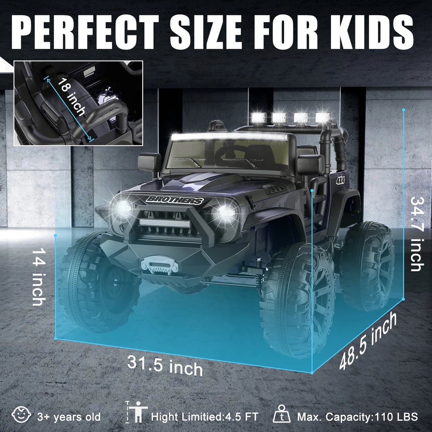 2 Seater Ride on Car with Remote Control - 24V Battery Powered Electric Truck for Kids Ohberri