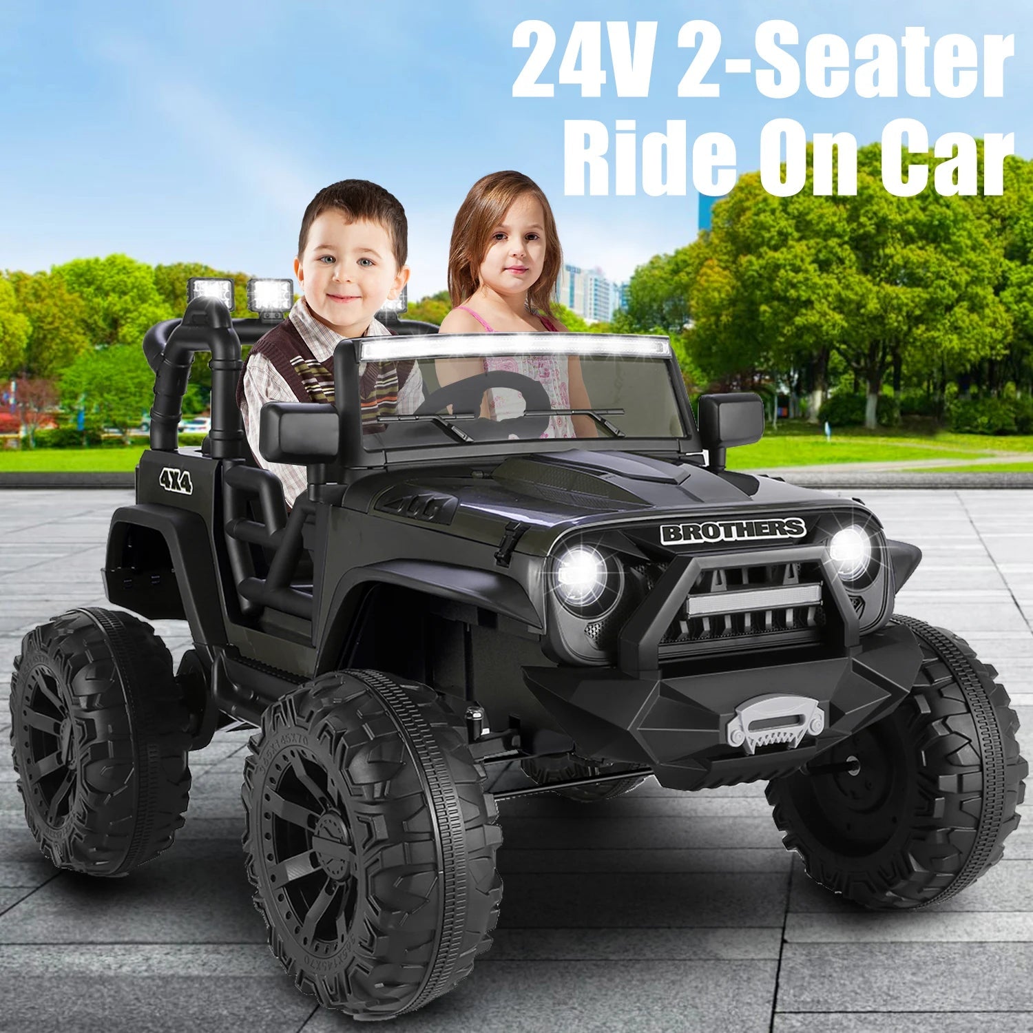 2 Seater Ride on Car with Remote Control - 24V Battery Powered Electric Truck for Kids Ohberri